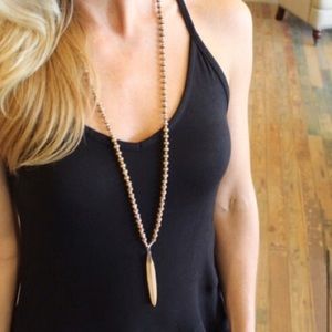 Wooden Bead Pendant Necklace